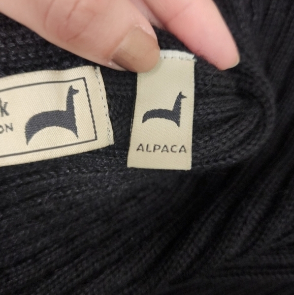 Peruvian Link Alpaca Collection Black Knit Open Cardigan Neutral Natural Country - Picture 13 of 15